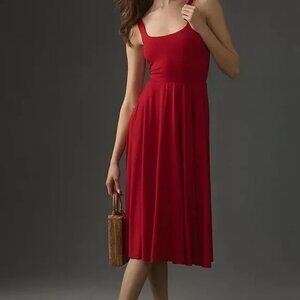 Reformation Jeans Fit and Flare Bright Red Knit Dress